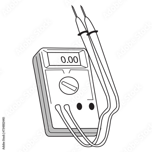 digital multitester line vector illustration