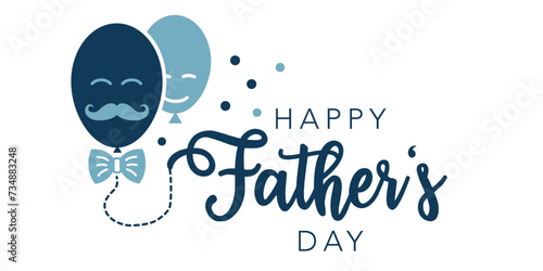 Happy Fathers Day banner design - Balloons with smiling faces