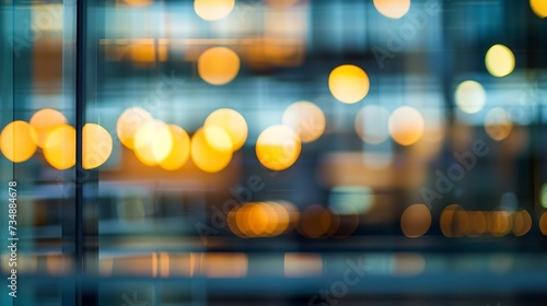 Blur office background building exterior view to lobby glass window wall with blurry light bokeh   Generative AI