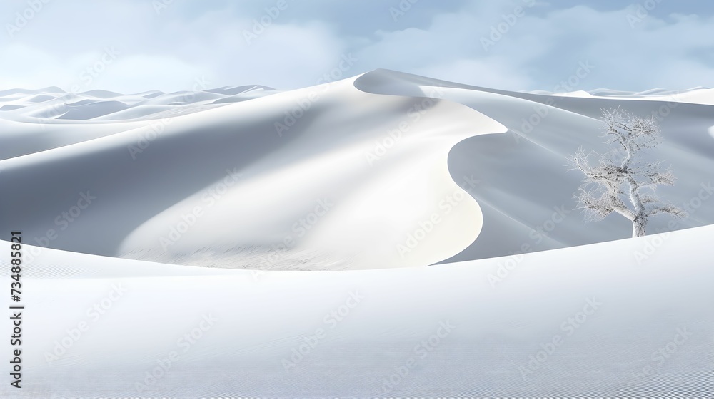 AI generated illustration of a breathtaking snowy hillside