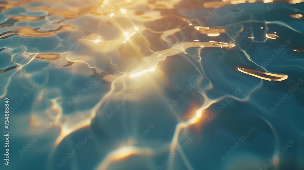 Ripple Water in swimming pool with sun reflection : Generative AI - obrazy, fototapety, plakaty 