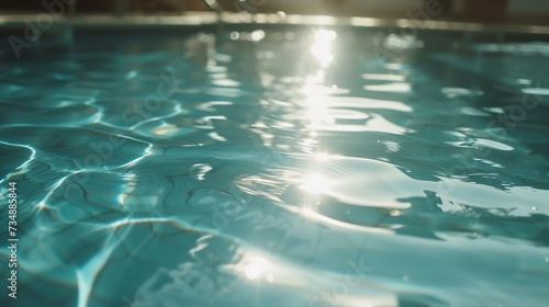 Most beautiful clear pool water reflecting in the sun   Generative AI