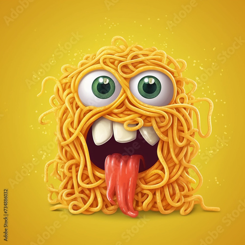 Funny monster spaghetti. Cute pasta noodle