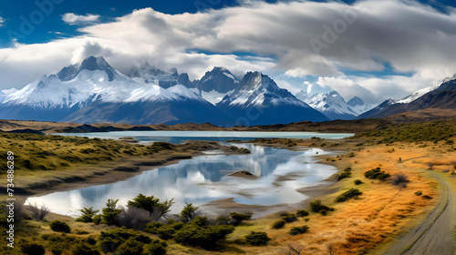 lake in the mountains, lake and mountains,,
Stunning landscape in torres del paine national park