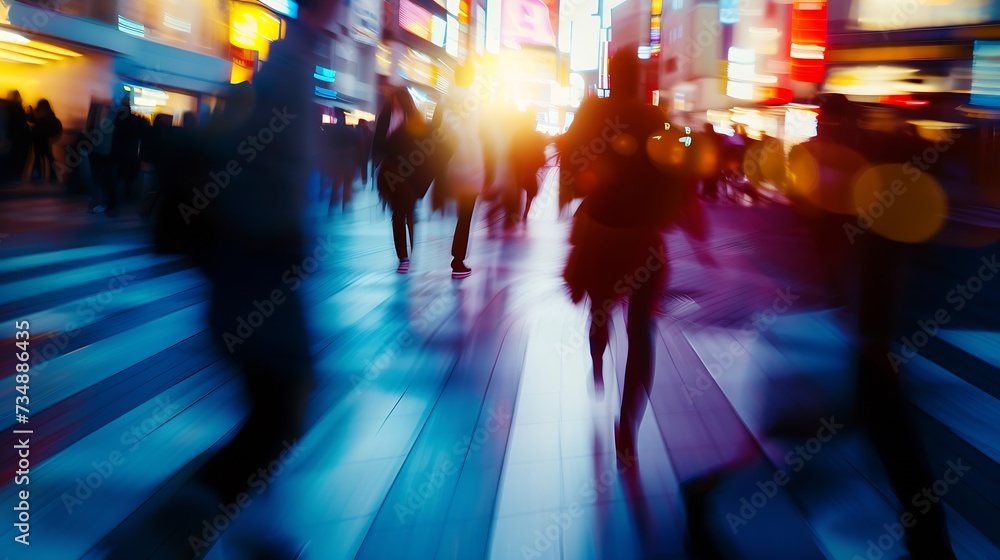 Fototapeta premium Business People Rush Hour Walking Commuting City Concept : Generative AI