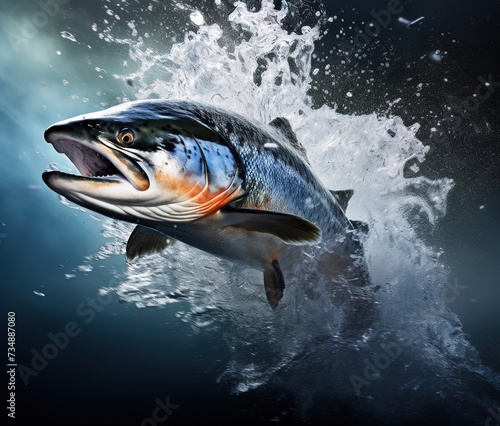 fresh salmon fish background © candra