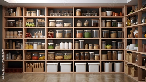 home storage area organize management home interior design pantry shelf and storage for store food and stuff in kitchen home design concept 