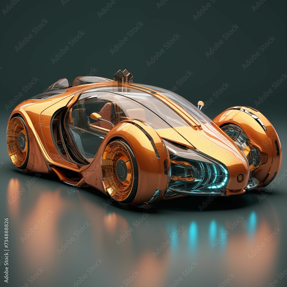 Φωτογραφία AI illustration of an aerial view of a vibrant orange and silver luxury car park