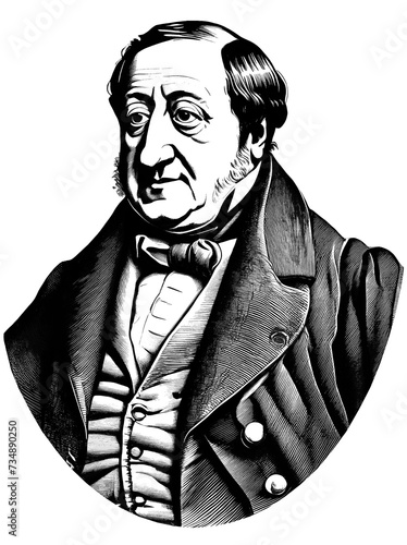 portrait Gioachino Rossini, generative AI photo