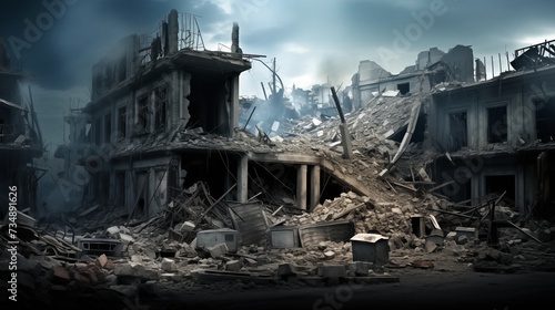 illustration of a building destroyed during the war