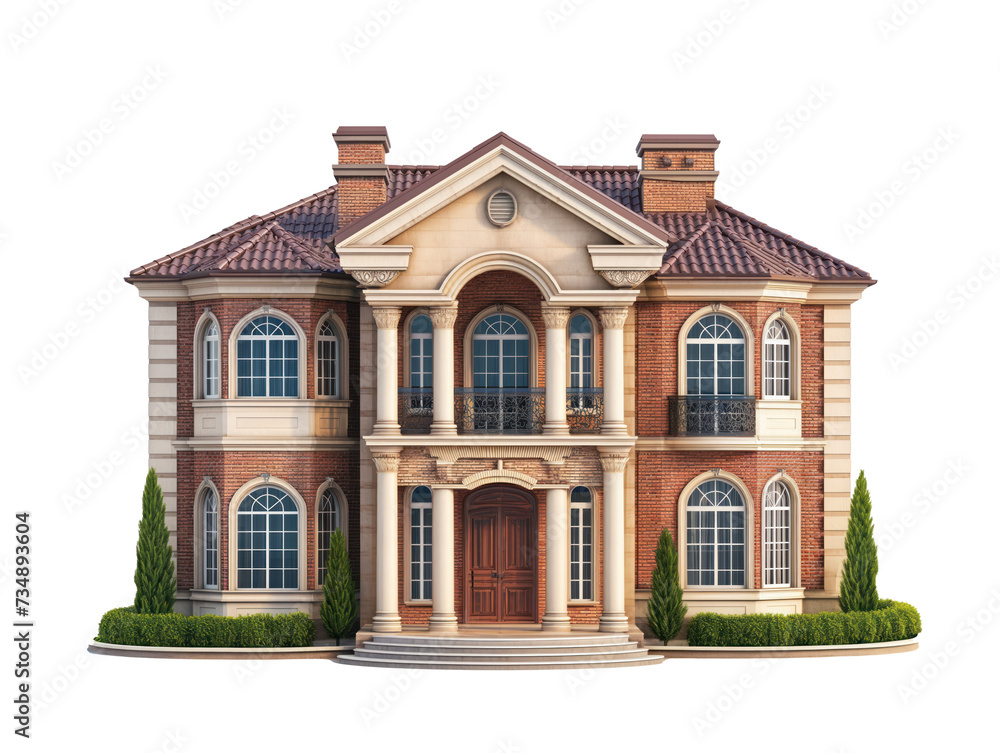 Naklejka premium Real estate of big modern house. Clipart isolated on transparent background