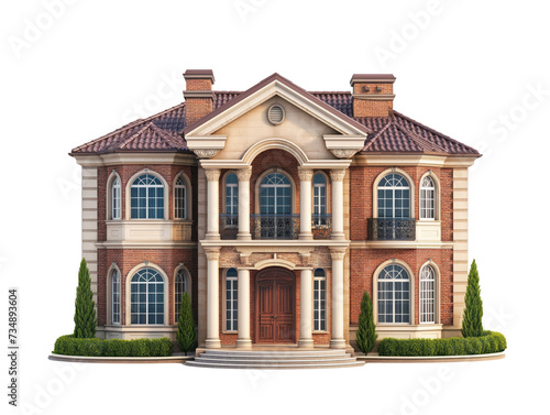 Real estate of big modern house. Clipart isolated on transparent background