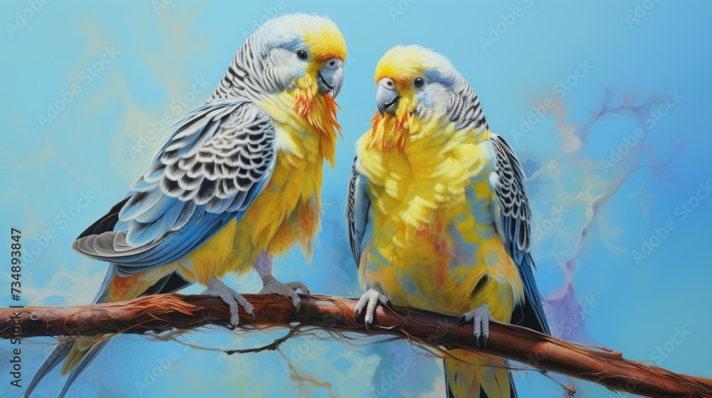 Obraz premium parakeets colorful