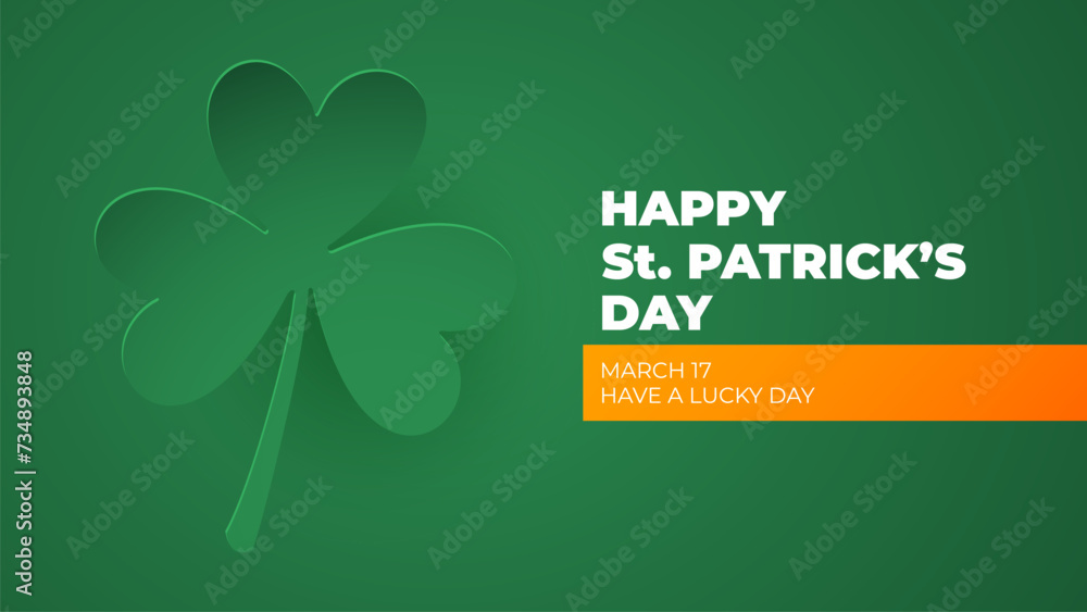 Happy St. Patrick's Day celebration banner with shamrock for Patrick's Day holiday greetings and invitations. Ireland's national holiday. Vector illustration. Happy St. Patrick's Day celebration banner with shamrock for Patrick's Day holiday greetings and invitations. Ireland's national holiday. Vector illustration.
