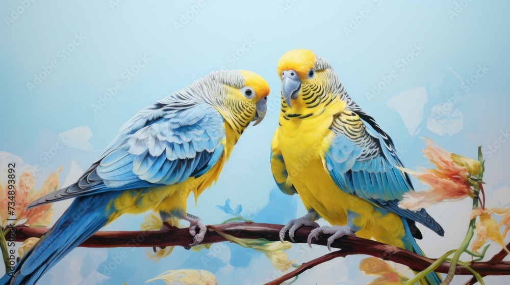 Fototapeta premium parakeets colorful