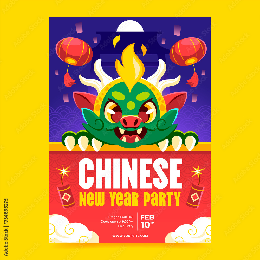 Flat Chinese new year poster