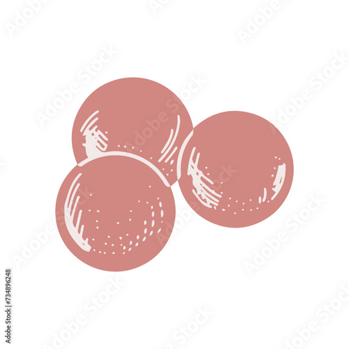 Hand-drawn round bathroom bombs  beauty cosmetic element  self care. Illustration for beauty salon  cosmetic store  makeup design. Colored flat style.