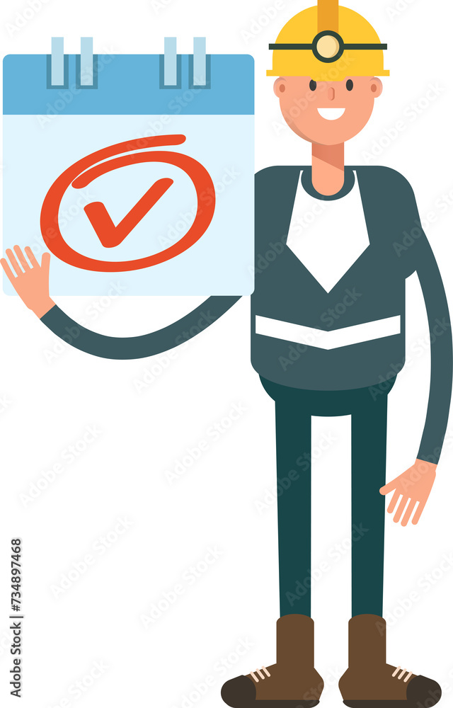 Miner Character and Check Mark Sign
Miner Character and Check Mark Sign