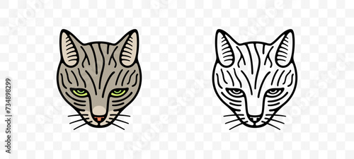 Cat, cat looking, cat face and cat is watching, graphic design. Animal and pet, kitten or catlike, veterinary and pet store, vector design and illustration