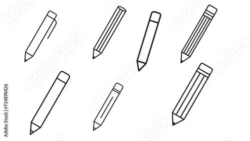 set of pencilsESG Environmental Social Governance concept editable stroke outline icons set isolated on white background flat vector illustration.Lifestyle thin line icons set. Healthy lifestyle 