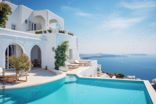 Luxurious Santorini Villa with Pool Overlooking Sea © Julia Jones