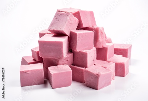 a pile of pink cubes