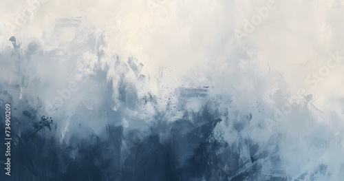 An abstract watercolor paint background featuring dark blue, gray, and white color tones, creating a grunge texture suitable for backgrounds and banners.