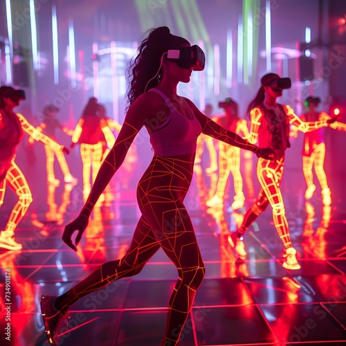 Futuristic Virtual Reality Dance Experience with Neon Lights