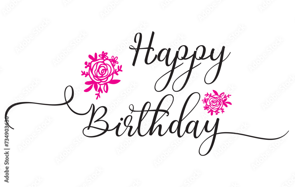 Fototapeta premium Happy Birthday custom calligraphy text . Vector Illustration.