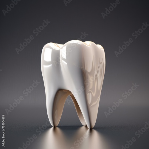 AI generated illustration of a tooth on a neutral gray background photo