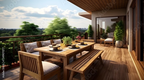 contemporary house design creative decor dining area in natural minimal natural material colour scheme warm and cosy feeling clean and clear space organize house beautiful background,ai generate © Ziyan