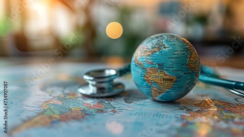 International medical travel insurance, health tourism, and medical hub. Healthcare and medicine on a global network. International medical tourism, and travel insurance.
