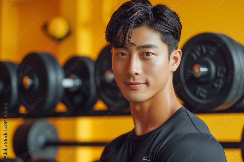 Smiling Fitness Enthusiast Enjoying Gym Time Smiling Fitness Enthusiast Enjoying Gym Time