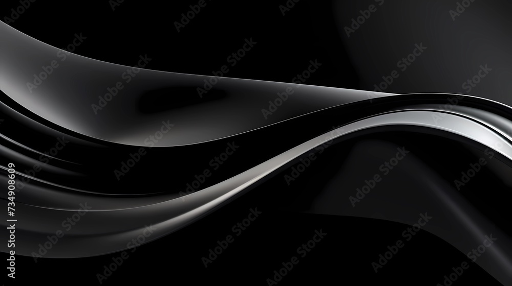 Fototapeta premium abstract dynamic white and black colors energy flow wave curve lines against a sleek black background