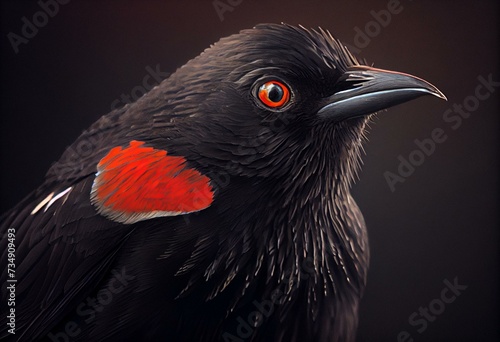 Red-winged blackbird, Agelaius phoeniceus. Generative AI