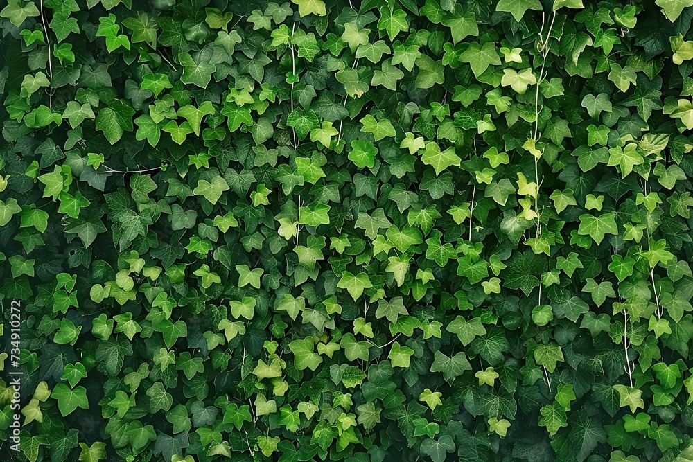 Lush greenery of ivy leaves perfect as background for various applications dense foliage with rich texture and intricate pattern creates wall of vibrant green Lush greenery of ivy leaves perfect as background for various applications dense foliage with rich texture and intricate pattern creates wall of vibrant green