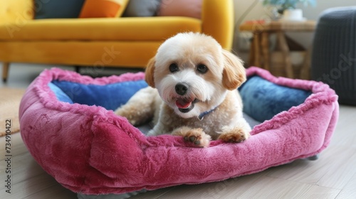 Pet bed plush in soft pop colors for ultimate comfort photo