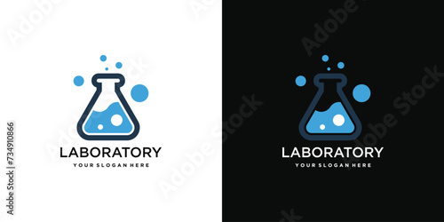 Laboratory template logo design with a unique shape. Premium Vector