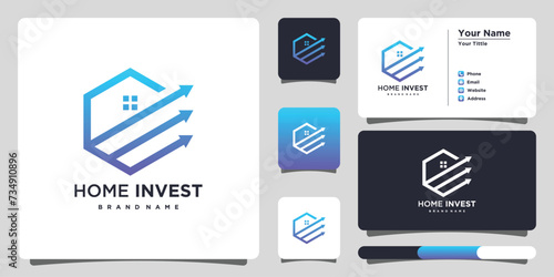 Home investmant logo design in a modern style. Premium Vector