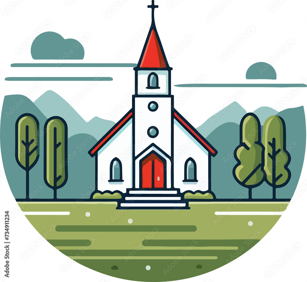 Church illustration artificial intelligence generation