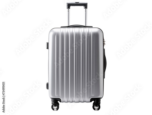a silver suitcase with wheels