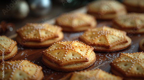 Professional food photo of appetizing and tasty sweet crackers or cookies with sprinkles