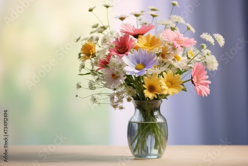 beautiful bunch of spring flowers in vase