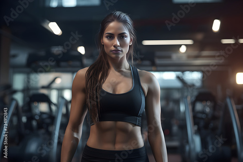 Empowered Woman Engages in Intense Fitness Routine at Modern Gym