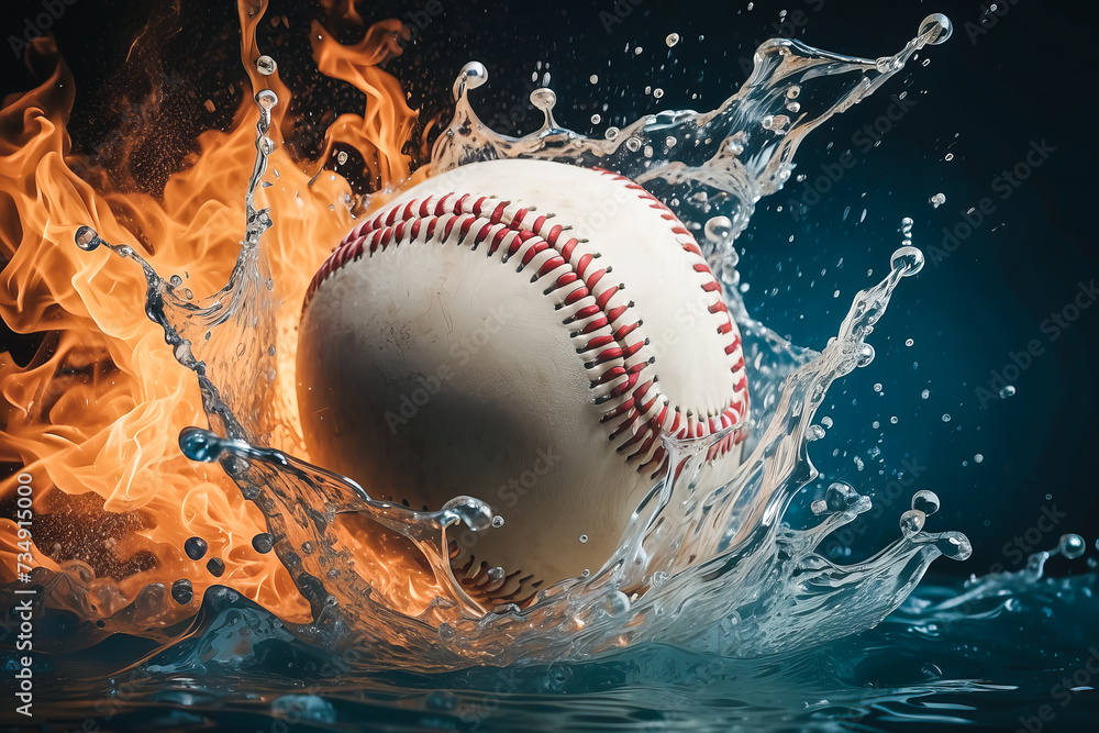 Baseball caught in a dynamic interplay of fire and water