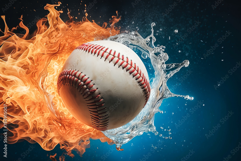 Baseball caught in a dynamic interplay of fire and water