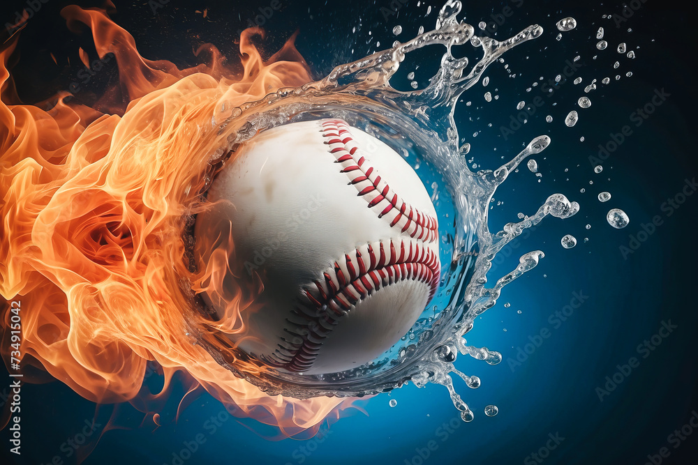 Baseball caught in a dynamic interplay of fire and water