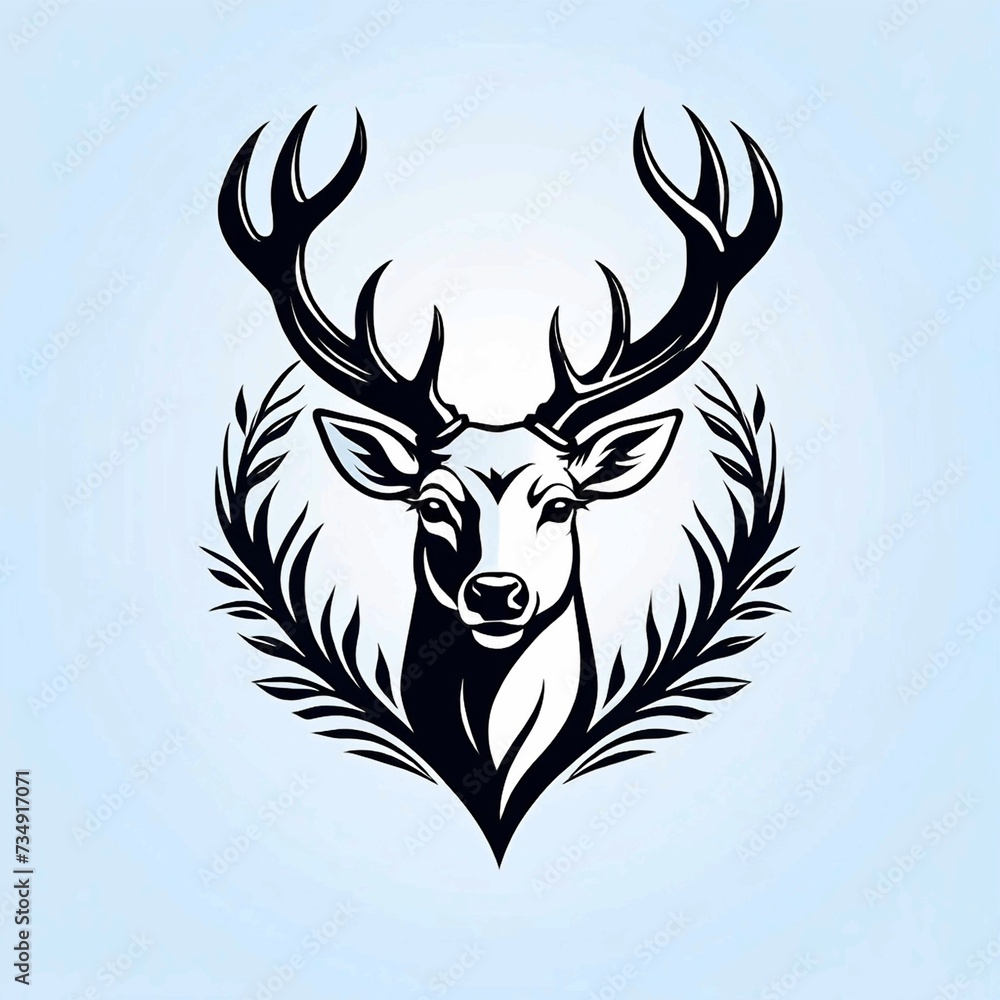vector Deer head logo style, Generated AI vector Deer head logo style, Generated AI