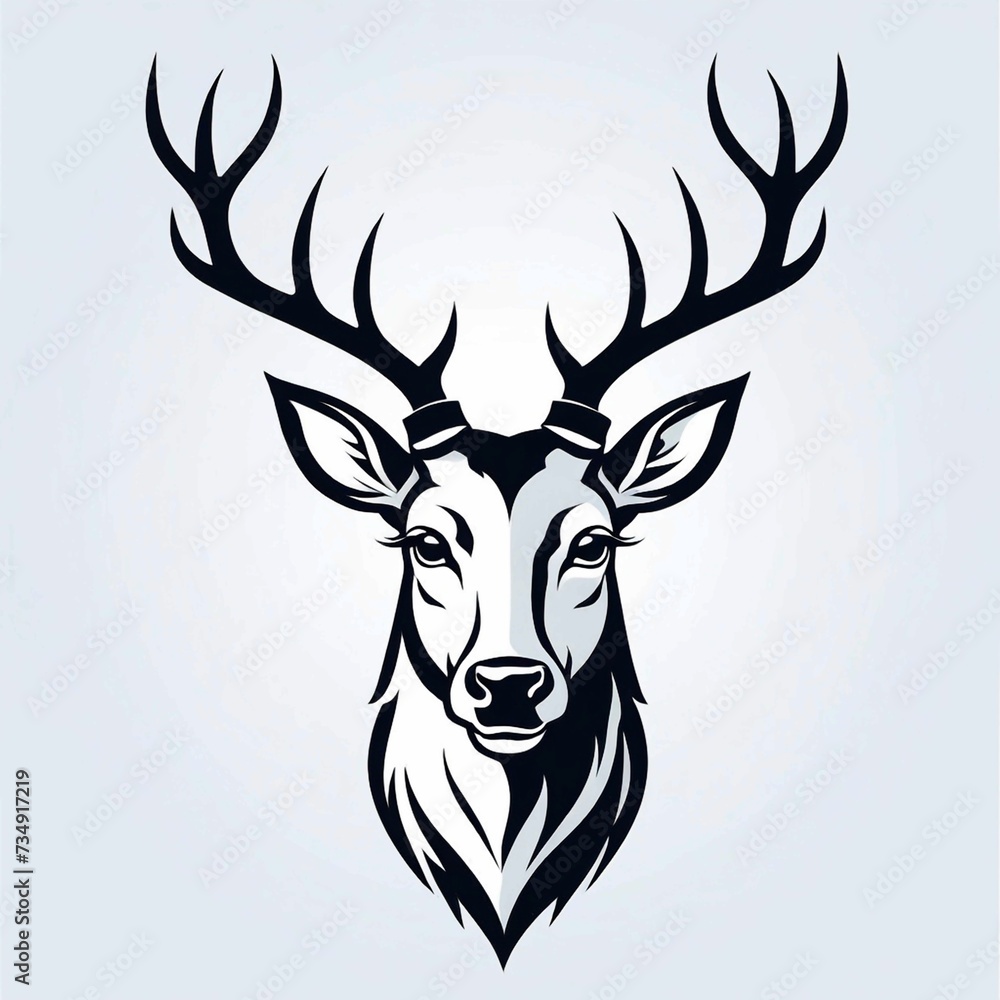 vector Deer head logo style, Generated AI