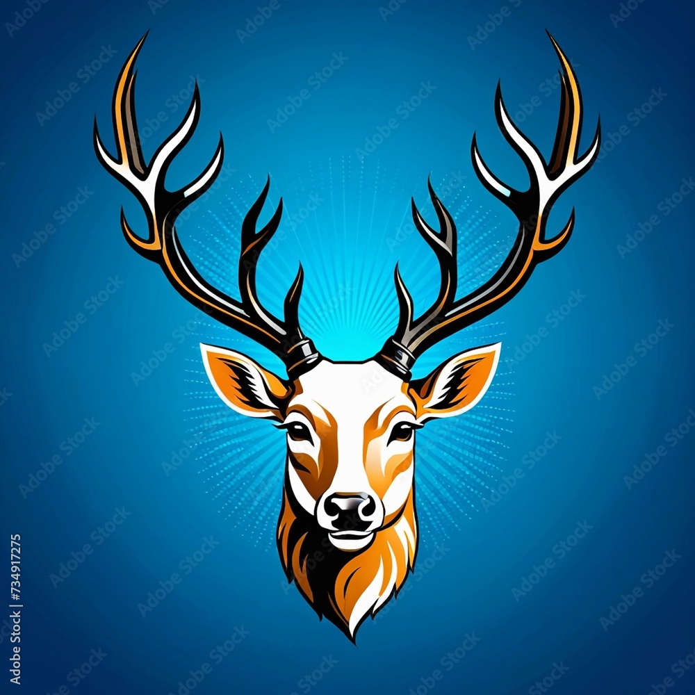 vector Deer head logo style, Generated AI